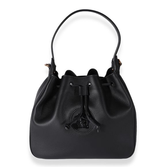 Versace Black Leather La Medusa Drawstring Bucket Bag - Picture 1 of 7